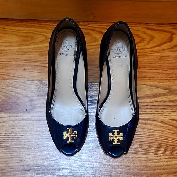 Tory Burch Shoes - Tory burch navy wedge shoes size 7